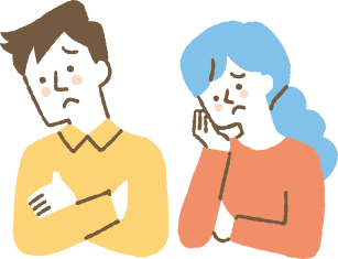 悩んでいる親子のイラスト